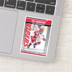Rote Metal Eishockey-Sammelkarten Aufkleber