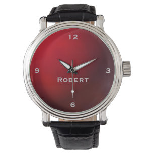 Rote metallische Steigungs-Monogramm-Uhr Armbanduhr