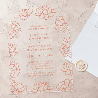 Rote minimalistische botanische Hochzeitseinladung Acryleinladungen