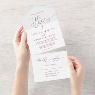 Rote minimalistische Hochzeit All In One Einladung