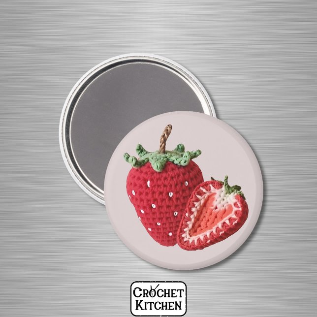 Rote Minimalistische Oma Frucht Crochet Strawberry Magnet (Von Creator hochgeladen)
