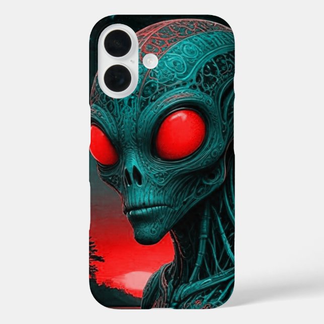 Rote mit Augen Alien iPhone 16 Telefongehäuse Hülle (Rückseite)
