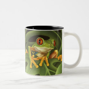 Rote mit Augen Baum-Frosch-Tasse Zweifarbige Tasse
