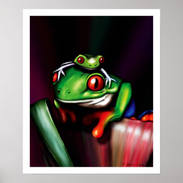 Rote Mit Augen Baumfrösche Poster (Vorne)