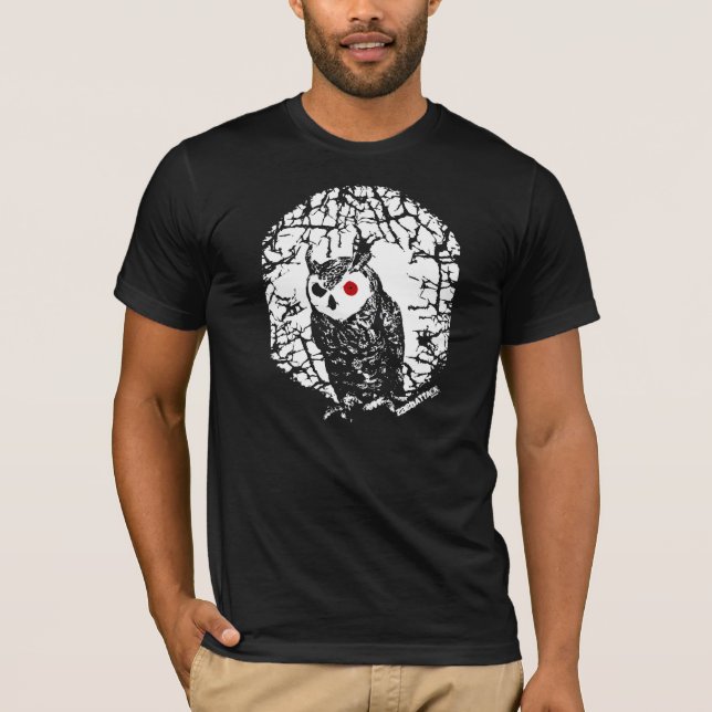 Rote mit Augen Eule T-Shirt (Vorderseite)