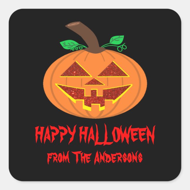 Rote Mit Augen Halloween Pumpkin Stickers (Vorderseite)