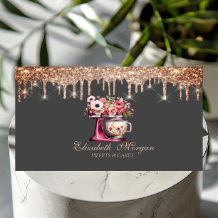 Rote Mixer Blumen Rose Gold Tropfen Bäckerei Visitenkarte