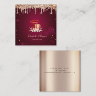 Rote Mixer Rosen Gold Tröpfchen Bäckerei Quadratische Visitenkarte