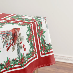 Rote Mockingbird Poinsettia Grenzen Rot Tischdecke