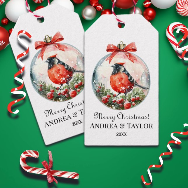 Rote Mockingbird Winterlandschaft Geschenkanhänger (Von Creator hochgeladen)