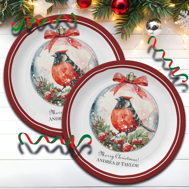 Rote Mockingbird Winterlandschaft Pappteller (Von Creator hochgeladen)