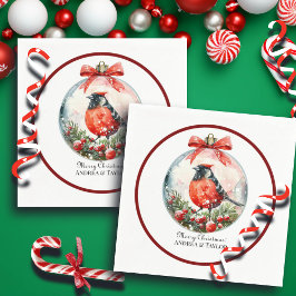 Rote Mockingbird Winterlandschaft Serviette