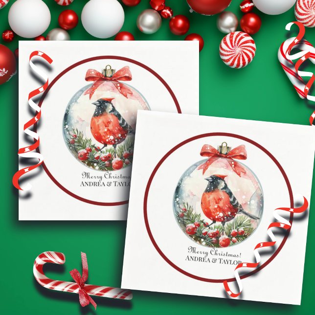 Rote Mockingbird Winterlandschaft Serviette (Von Creator hochgeladen)