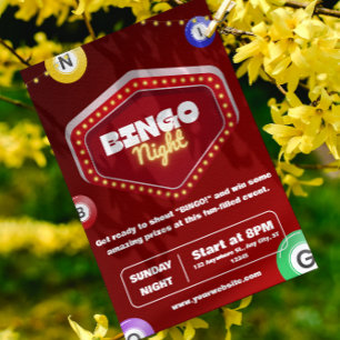 Rote moderne Bingo-Nacht-Einladungen Einladung