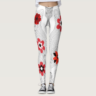 Rote moderne Blume Leggings