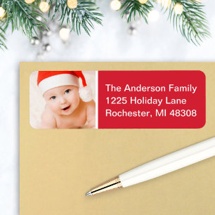 Rote moderne Familien-Weihnachtsfoto-Adresse