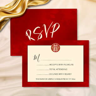 Rote moderne RSVP-chinesische Hochzeit Einladung