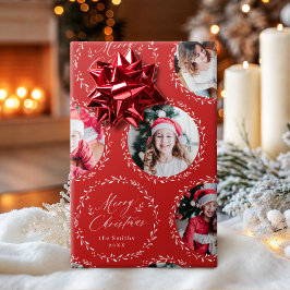 Rote moderne Schrift Frohe Weihnachten Familie 6 F Geschenkpapier