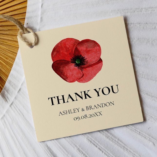 Rote Mohn-Blumen-Hochzeit-Dankeschön Geschenkanhänger (Von Creator hochgeladen)