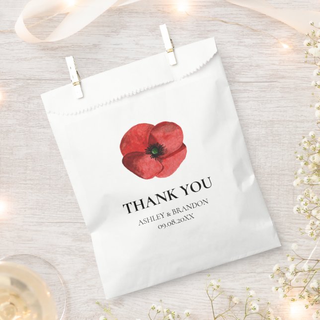 Rote Mohn-Blumen-Hochzeit-Dankeschön Geschenktütchen (Ausgeschnitten)