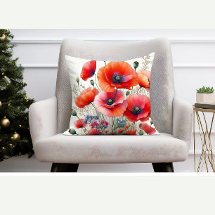 Rote Mohn Blumen Wurfkissen Gartendekoration Kissen
