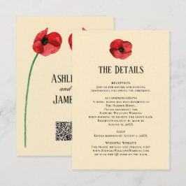 Rote Mohn Details Empfangs Informationen Hochzeit  Begleitkarte