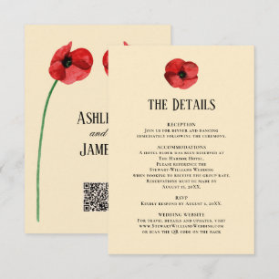 Rote Mohn Details Empfangs Informationen Hochzeit  Begleitkarte