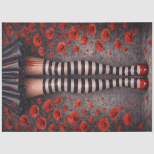 Rote Mohn-Gotik-Beine-Decoupage-Papier Seidenpapier