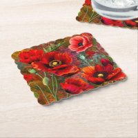 Rote Mohn-Papier-Unterlagen