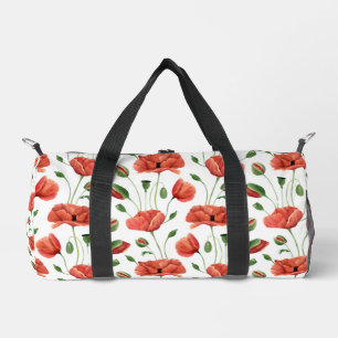 Rote Mohn-Wasserfarbe-Wildblume Duffle Bag