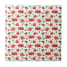 Rote Mohn-Wasserfarbe-Wildblumen-Keramik