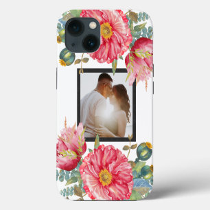 Rote Mohn-Wasserfarben-Blumen-Foto Personalisiert iPhone Hülle
