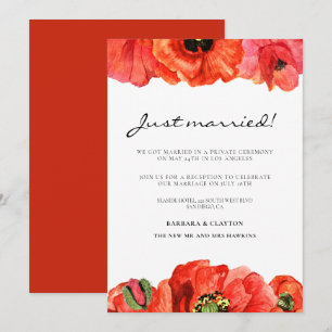 Rote Mohn-Wasserfarben-Hochzeitsankündigung Einladung
