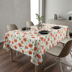 Rote Mohn-Wasserfarben-Wildblumen-Tischdecke Tischdecke
