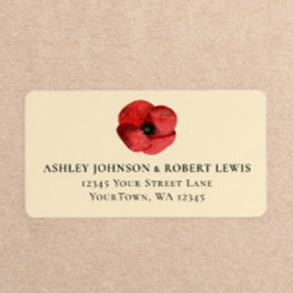 Rote Mohn-Wildblumen-Blumenhochzeit RSVP-Adresse Adressaufkleber