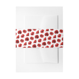 Rote Mohn-Wildblumen-Hochzeitseinladung Einladungsbanderole