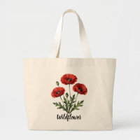 Rote Mohn-Wildblumen-Tasche |