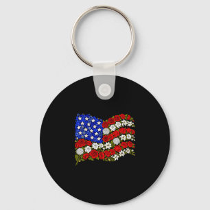 Rote Mohnblume amerikanische Flagge Erinnerung 4. Schlüsselanhänger