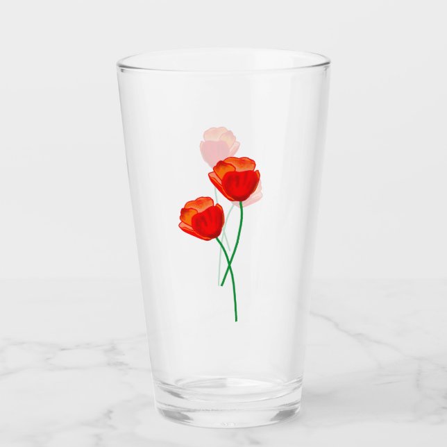 Rote Mohnblume Blume Glas (Vorderseite)