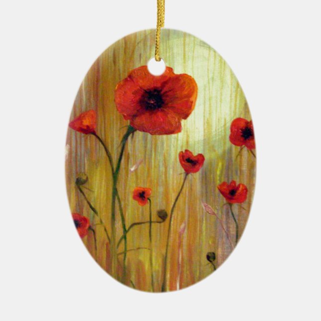 Rote Mohnblume Blume Keramik Ornament (Vorne)
