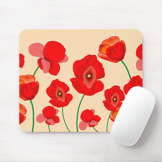 Rote Mohnblume Blume Mousepad (Mit Mouse)