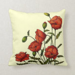 Rote Mohnblume Blume: Originelles Kunstwerk Kissen<br><div class="desc">Das ist mein Gemälde von einem Gewirr hübscher roter Pappchen. Sie können den Hintergrund in eine beliebige Farbe ändern; er ist anpassbar.</div>