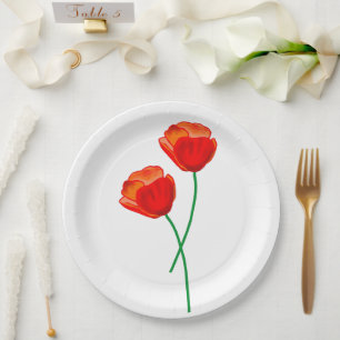 Rote Mohnblume Blume Pappteller