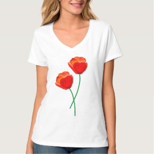 Rote Mohnblume Blume T-Shirt