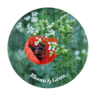 Rote Mohnblume Dekorativer Glas Teller   Floral A Schneidebrett