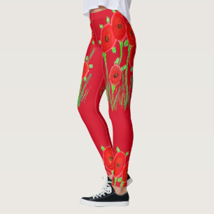 Rote Mohnblume Leggings