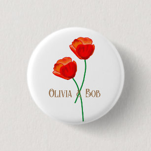 Rote Mohnblume Personalisiert Button