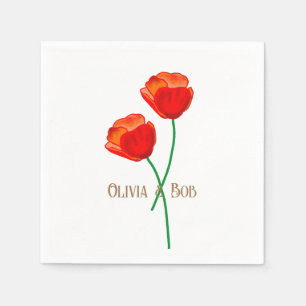 Rote Mohnblume Personalisiert Serviette