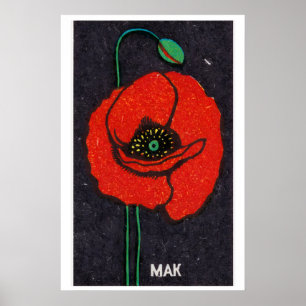 Rote Mohnblume - Streichholzschachtel-Druck - Ästh Poster