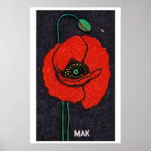 Rote Mohnblume - Streichholzschachtel-Druck - Ästh Poster